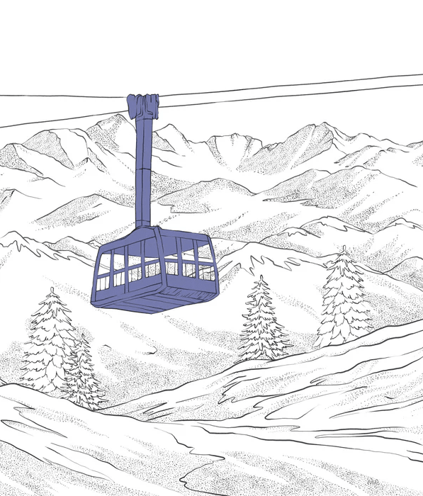 La Plagne telecabine wallpaper blue - Muralconcept