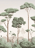 Papier peint brise légère pinède - Muralconcept