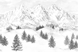 Papier peint montagne sommets de Chamonix - Muralconcept