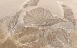 Papier peint panoramique lotus sepia - Muralconcept