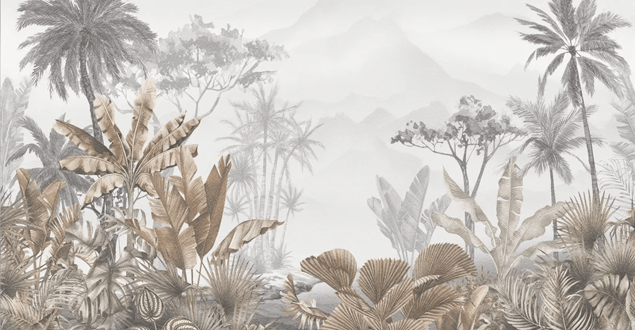 Papier peint tendance tropical sepia - Muralconcept
