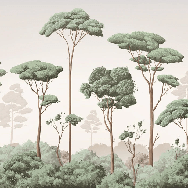Papier peint brise légère pinède - Muralconcept