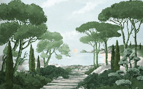 Papier peint balade dans les calanques vert - Muralconcept