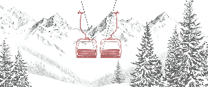 Papier peint immersion Alpine - Télésiège rouge - Muralconcept