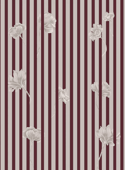 Carta da parati a righe floreali - Muralconcept