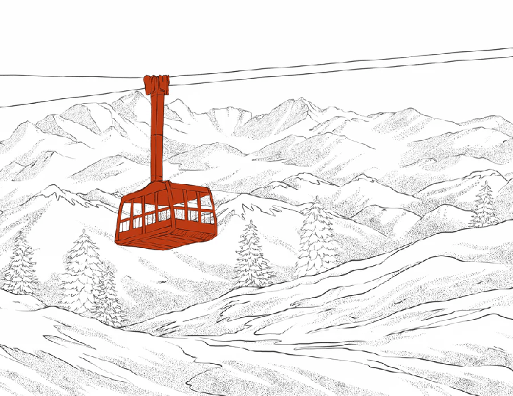 Papier peint La Plagne télécabine rouge, XXL, tendance