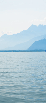 Papier peint panoramique Lac Léman – Montagnes et lac - Muralconcept