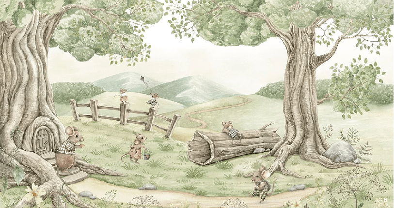 Papier peint bébé famille souris, XXL, tendance