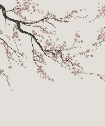 Papier peint panoramique Sakura beige - Muralconcept