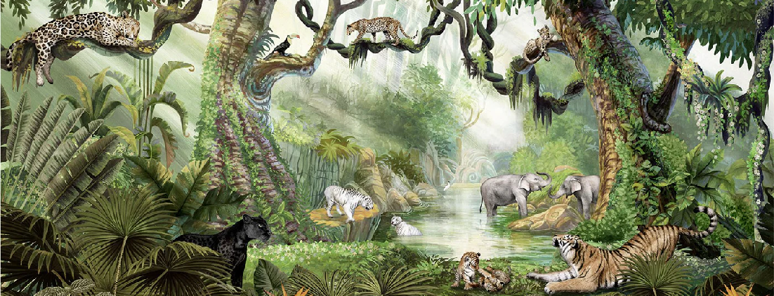 Papier peint enfant jungle secrète - Muralconcept