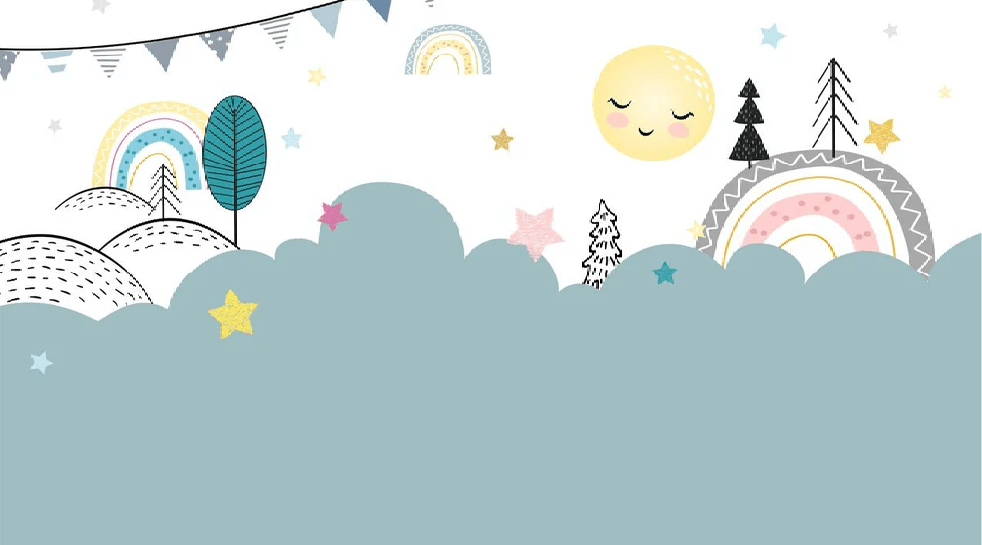 Blue and soft night baby room wallpaper