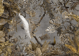 Papier peint panoramique paon blanc impérial - Muralconcept