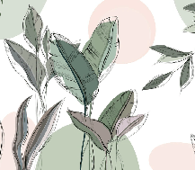 Papier peint panoramique végétal graphique vert, XXL, tendance