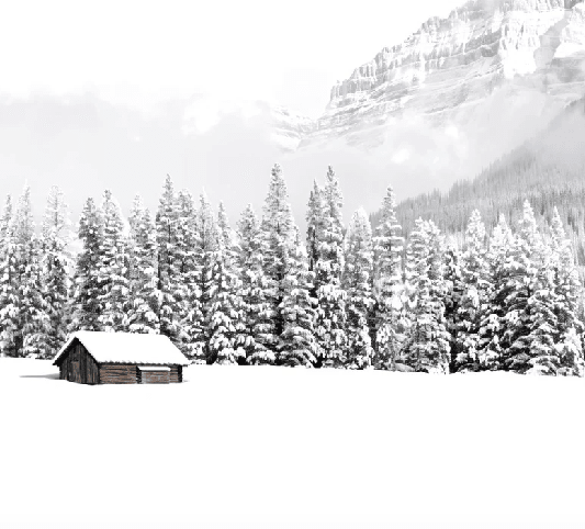 Papier peint panoramique chalet en montagne - Muralconcept