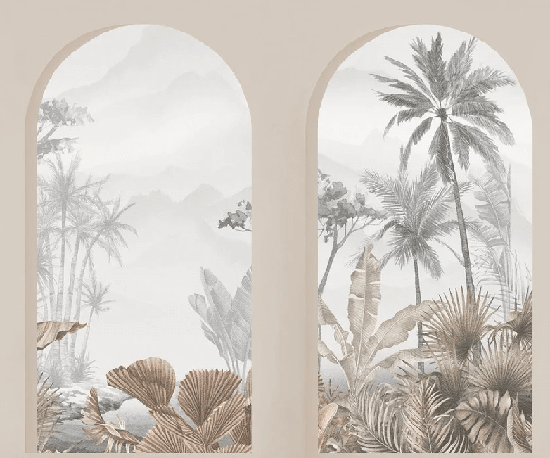 Papier peint arches tropicales sépia - Muralconcept