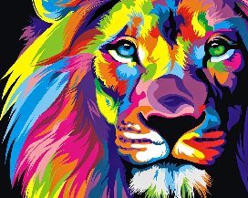 Papier peint panoramique lion color pop - Muralconcept
