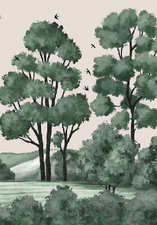 Papier peint paysage rivière forêt, XXL, tendance