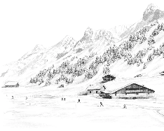 Papier peint Clusaz ski fond montagne Confins - Muralconcept