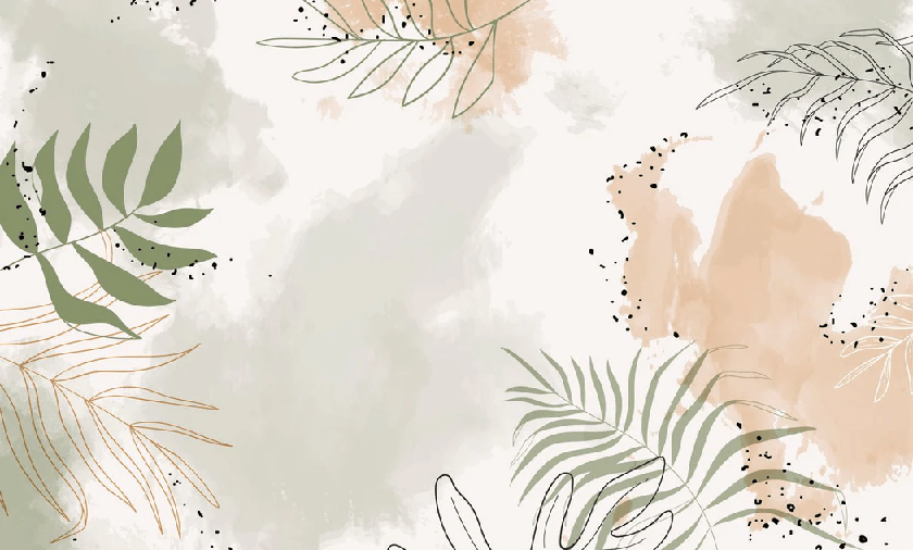 Panoramic watercolor plant wallpaper