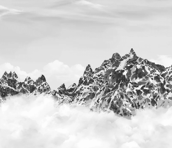 Papier peint noir et blanc toile des Cimes Mont blanc - Muralconcept