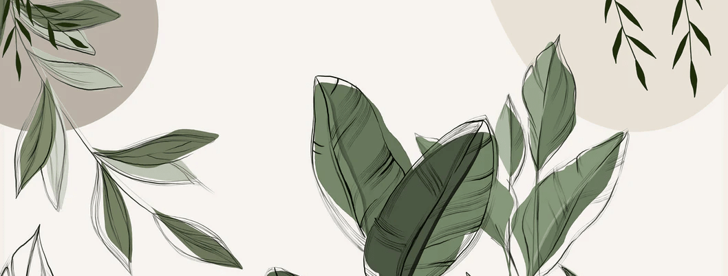 Papier peint panoramique végétal graphique taupe - Muralconcept