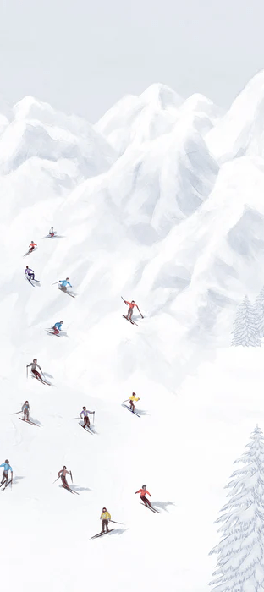 Papier peint montagne skieurs colorés, XXL, tendance