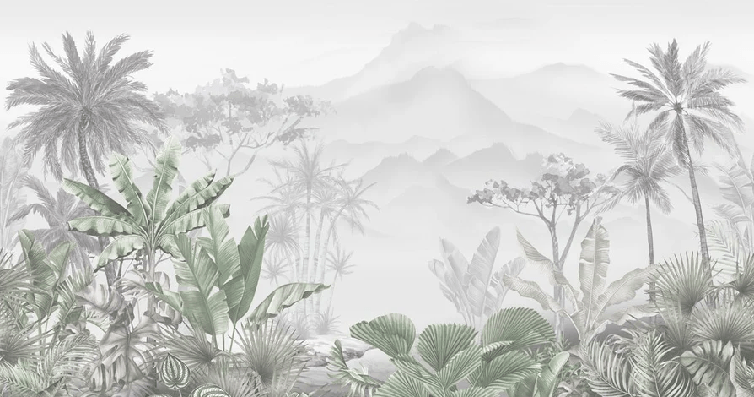 Papier peint tendance tropical vert