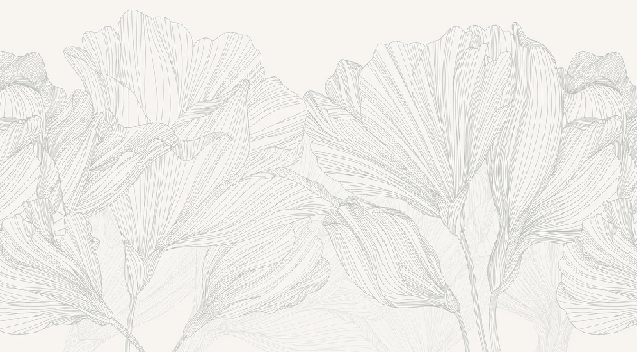 Papier peint panoramique gris et blanc valse des fleurs - Muralconcept