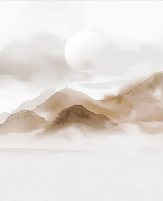 Wallpaper with misty mountains – Sepia glow