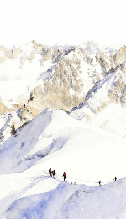 Papier peint alpinisme la cordée - Vallée blanche - Muralconcept