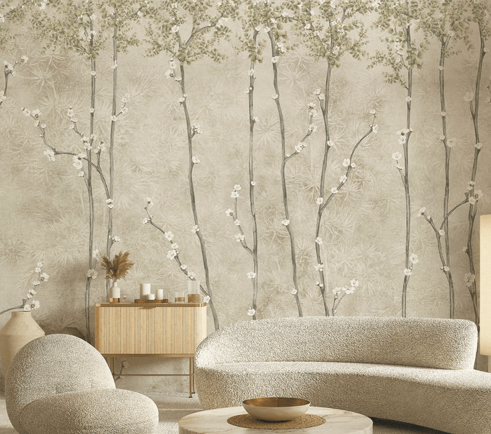 Japanese-style branches panoramic wallpaper