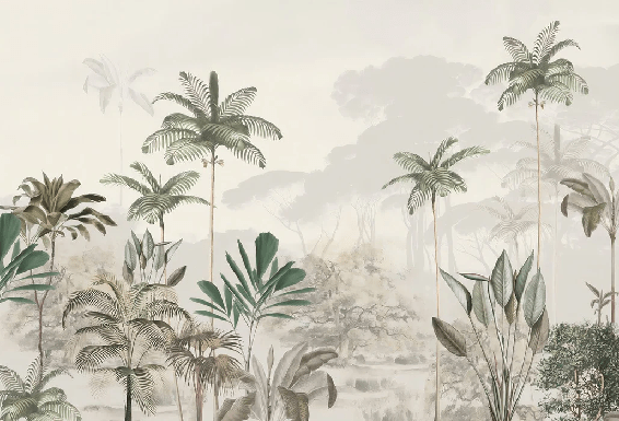 Papier peint panoramique jungle eden vert - Muralconcept