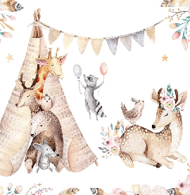 Papier peint panoramique chambre enfant craquant animaux - Muralconcept