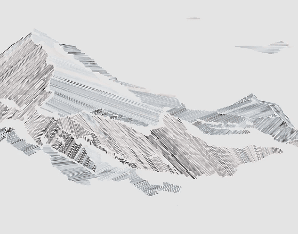 Papier peint restaurant montagne graphique style - Muralconcept