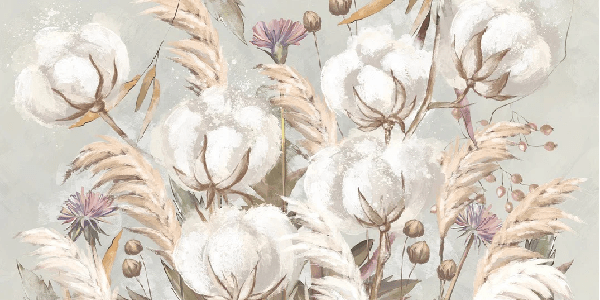 Papier peint panoramique fleur coton - Muralconcept