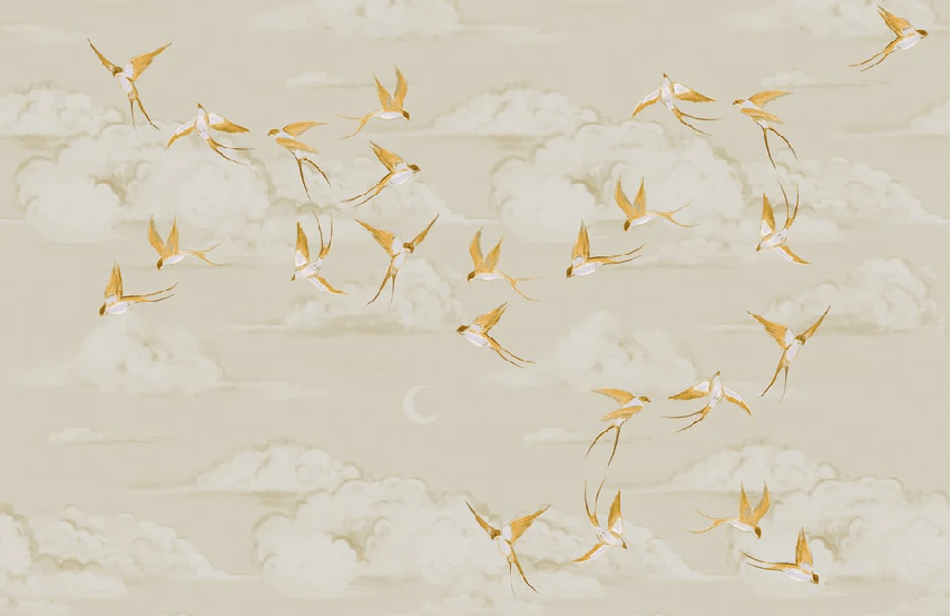 Papier peint bureau envol oiseau doré - Muralconcept