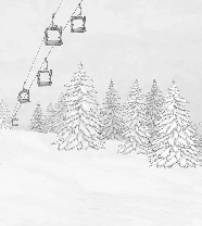 Papier peint montagne télécabine noir & blanc - Muralconcept