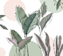 Papier peint panoramique végétal graphique vert - Muralconcept