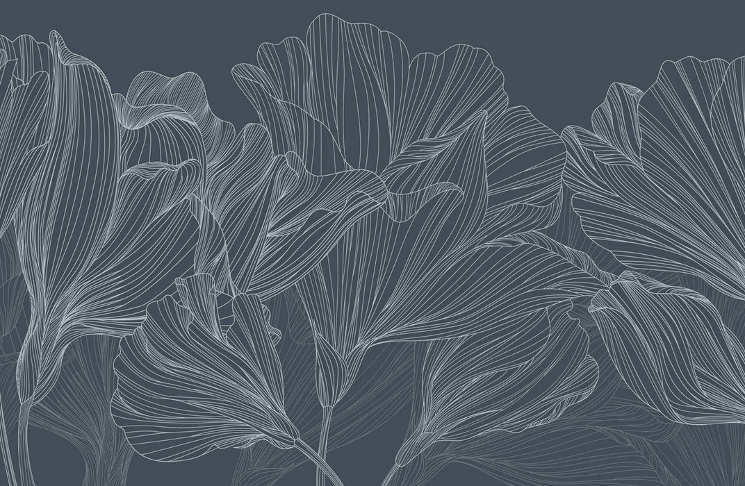 Papier peint panoramique valse des fleurs bleu - Muralconcept