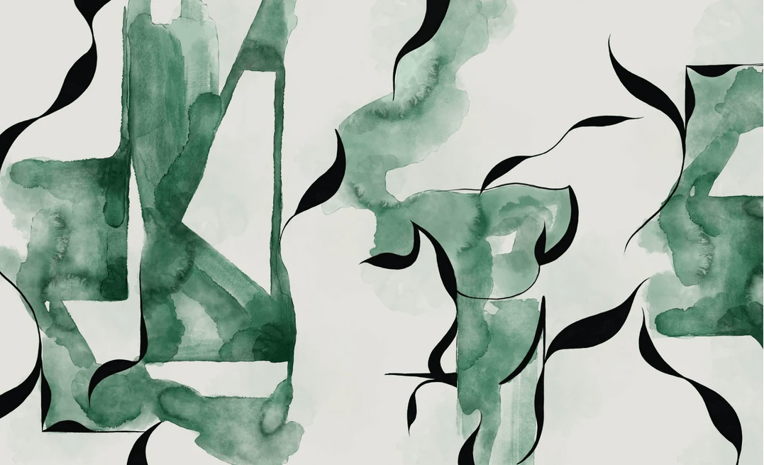 Papier peint abstrait moderne – Abstract Green Flow - Muralconcept