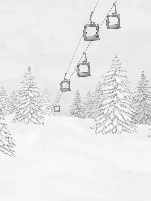 Black and white mountain cable car wallpaper