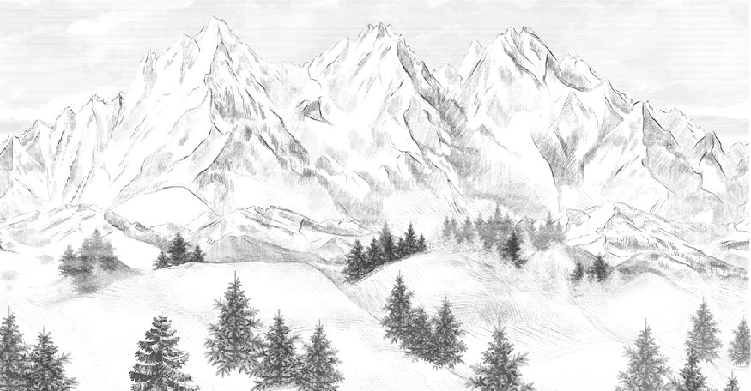 Papier peint montagne sommets de Chamonix - Muralconcept