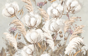 Papier peint panoramique fleur coton - Muralconcept