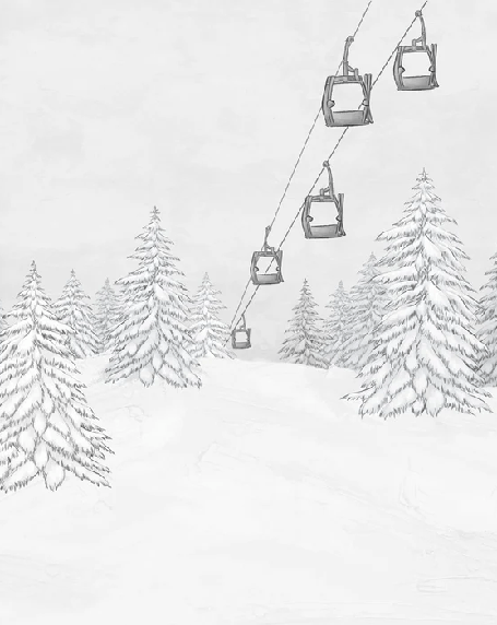 Papel pintado blanco y negro góndola montaña