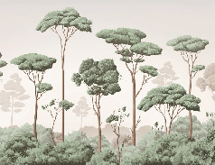 Papier peint brise légère pinède - Muralconcept