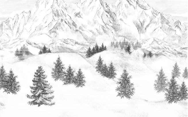 Papier peint montagne sommets de Chamonix - Muralconcept