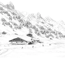 Papier peint Clusaz ski fond montagne Confins - Muralconcept