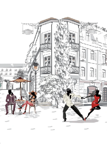 Papier peint restaurant balade parisienne, XXL, tendance