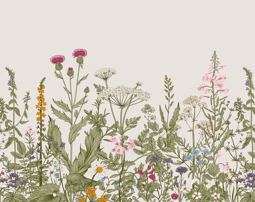 Papier peint bistrot botanique folk romantique, XXL, tendance