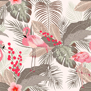 Papier peint Jungle & Flamant Rose - Muralconcept
